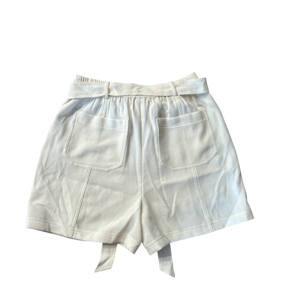 Current Air Ruby and Jenna Out of Pocket Ivory Highrise Paper Bag Shorts  Large - Picture 2 of 5